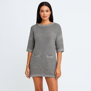 3.1 Phillip Lim Cashmere Blend Knit Cozy Grey Sweater Dress Bell Sleeve Medium